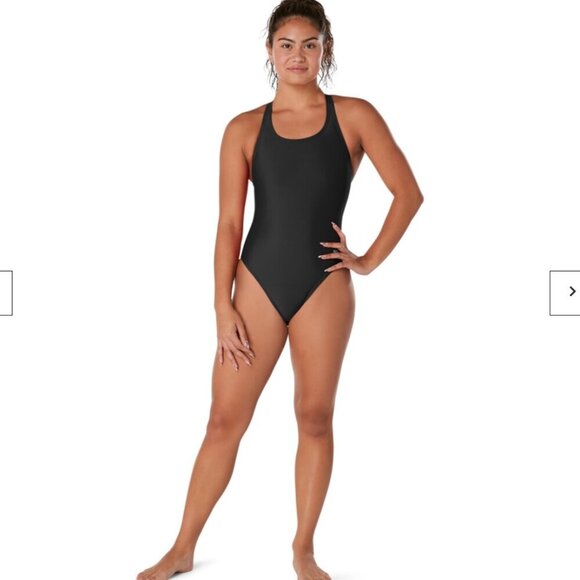 NWT Speedo Super Pro Back Solid One Piece Wmns Adult Black Sz 28 Diving Swimming - Picture 3 of 11